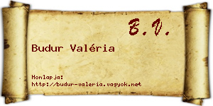 Budur Valéria névjegykártya